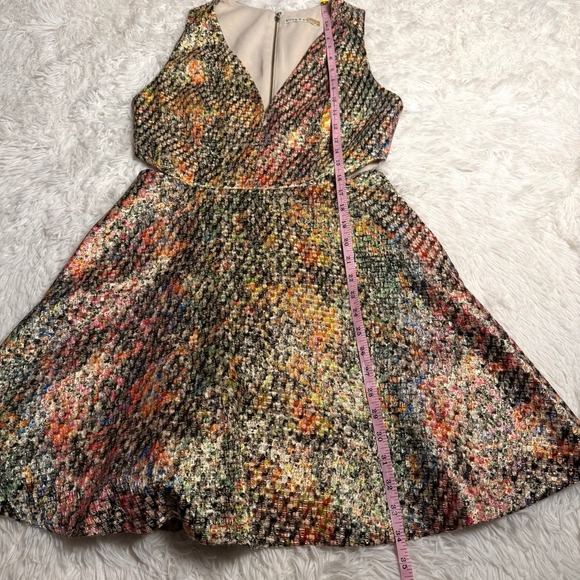 Alice + Olivia Varita Fit & Flare Metallic Dress Side CutOut Size 8 - Picture 13 of 13